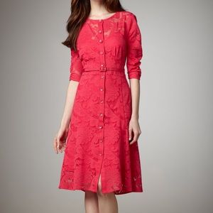 Nanette Lepore Pink belted lace cocktail dress sz4